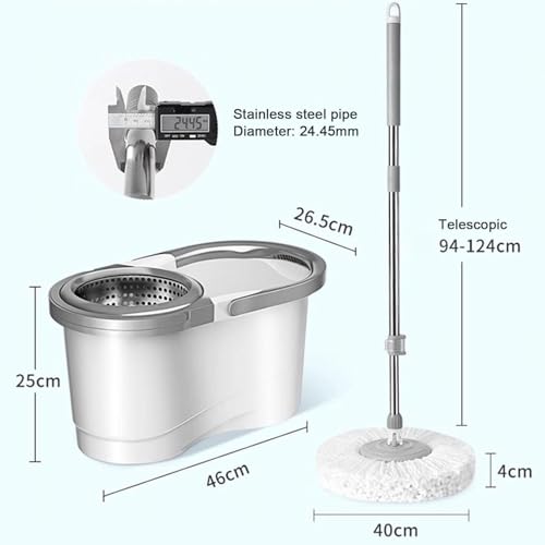 GTGXZX Trockenmopps Für Den Haushalt Spin Mop Und Eimer Mit Wringer Set Mop Für Bodenreinigung Bodenwischer Eimer Nass- Oder Trockennutzung Reinigungsmopp(Purple) – Bild 3