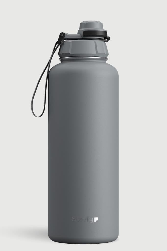 1 Hand Slide Lock Leak-proof | 50 oz | Insulated Vacuum Flask Stainless Steel Sport Water Bottle - Gray ST-253