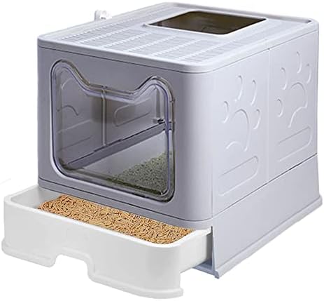 Meikuler Cat Litter Box Large Litter Pan for Cats Foldable Litter Boxes Comes with Cat Litter Scoop (Grey)