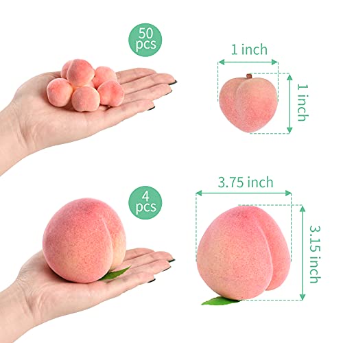 Lueyao Artificial Peach, Simulation Pink Peach Fake Fruit Mini Lifelike Peach Large Fake Peach Model Home House Kitchen Party Decoration Desk Ornament(54Pcs) #TOP1