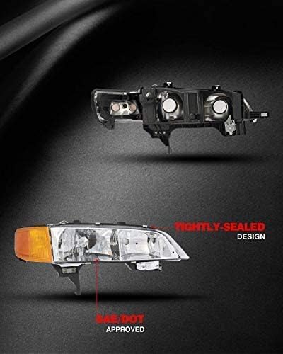 Headlight Assembly for 1994-1997 Accord, Chrome Housing, Amber Reflector, Clear Lens, Driver & Passenger Side (Pair)