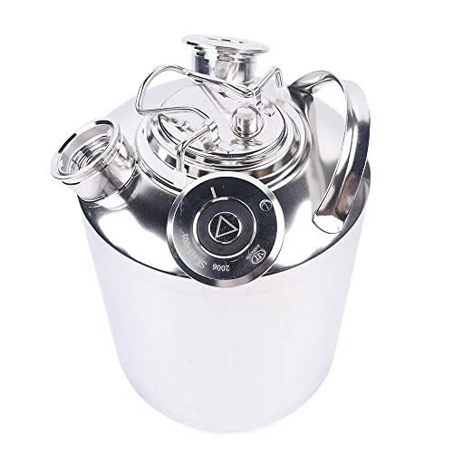 Krombacher - Depósito de limpieza de tuberías de cerveza (10 L, acero inoxidable, con tapa para brocas)