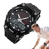Solar Powered s Watch - ABS PU Digital Multifunction Wristwatch, Casual Sport Timepiece, Durable Waterproof Display, Stylish Fashion Watch | Men Solar Clock for Fitness Field Work Dress Daily Wear
