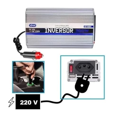 Inversor 12v Para 220v 200w De Potência Veicular Conversor De Tensão Energia 1 Porta Usb 5.0 Botão L