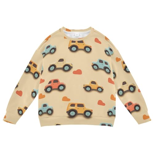 JUNZAN Rainbow Trucks Car Hearts Terracotta Kids Girls Hooded Sweatshirt Crewneck Hoodies for Girls Party 4T