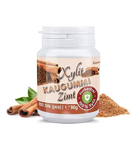 Xund Xüsst - Xylit Chewing-gum - Adieu les caries : 80 chewing-gums sans sucre - 100 % xylitol, sans aspartame, végétalien - haleine agréable et bouche fraîche - goût cannelle (1 boîte)