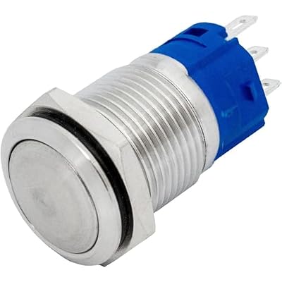 Lumonic pulsador plano de acero inoxidable Pulsador de 16mm de diámetro I Dimensiones: 2,8x0,5mm clavijas 250V 3A I Antivandálico según norma IP65