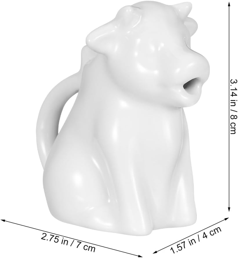 STOBAZA 2 Ceramic Pitchers For Cream Cow Figures Gravy Boat Animal Shape Milk Jug Cup Coffee Syrup Server Sauce Bowl For Salad Tea Milk Pourer, 7X8X4CM, White