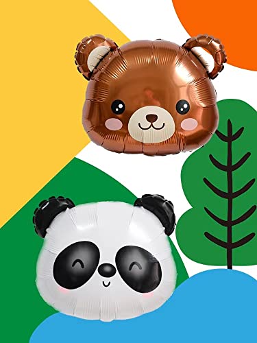 Gallasy 6Pcs Giant Zoo Animal Head Balloon, Helium Foil Safari Animal Balloons, Cat, Giraffe, Brown Bear, Tiger, Lion, Panda Balloon For Kids Birthday Party, Zoo Animal Party, Baby Shower #TOP3
