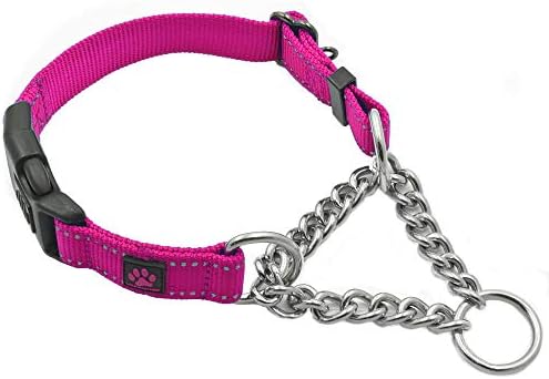 Max and Neo Stainless Steel Chain Martingale Collar - We Donate a Collar to a Dog Rescue for Every Collar Sold (Small, Pink)
