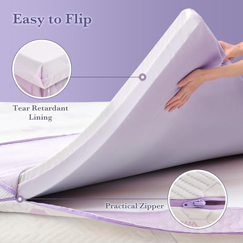 Image of SINWEEK 3 Inch Memory Foam Mattress Topper Twin XL Size, Soft and Medium Mattress Pad for College Dorm Room, High Density Foam Bed Topper with Textured Cover, CertiPUR-US Certified