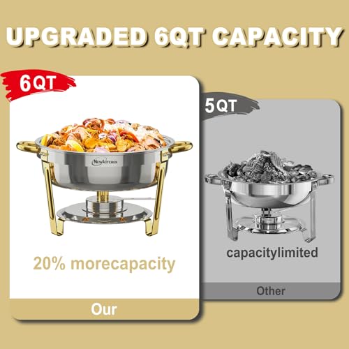 image for NEWKITCHEN Chafing Dishes for Buffet 2 Pack, 6QT Round Chafing Dishes 