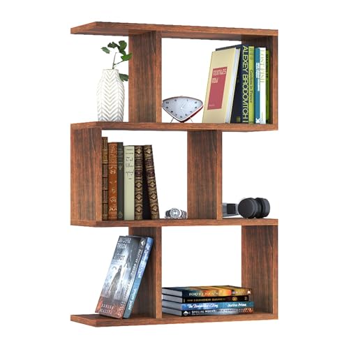 Image of Engineered Wood Floating Bookshelf Wall Mounted | Modern Display & Storage Shelf for Home Library Living Room Bedroom Office | Matte Finish Decorative Wall Unit | Walnut