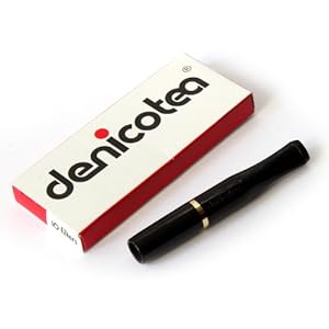 Denicotea Cigarette Holder Black with Golden Color Ring + 10 Filters