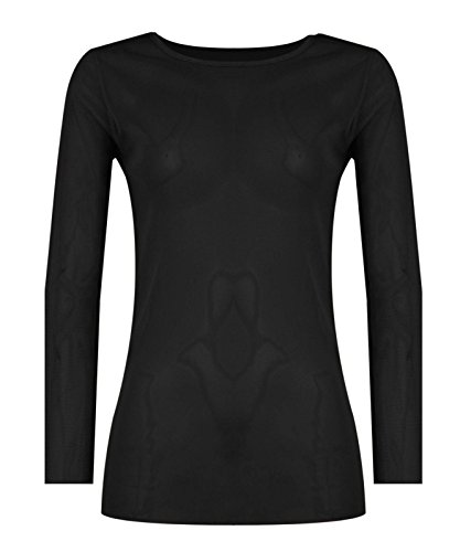T-shirt manches longues homme noir Janisramone taille 36-38 en coton uni