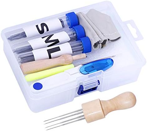 Mayboos 72 Pcs Needle Felting Kit, Needle Felting Needles, 8 Needle Felting Tool Holder, Needle Felting Foam, Awl, Glue Stick, Fingercots, Scissors and Other Felting Supplies for DIY Wool Felting
