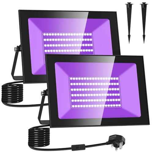 Lightasea 100W UV Black Light, Ultraviolet Floodlight Outdoor LED UV Light 385-400nm IP66 Waterproof Stage Light Decoration Lighting for Fluorescent Party, Disco, Halloween, Bar, Christmas, Aquarium