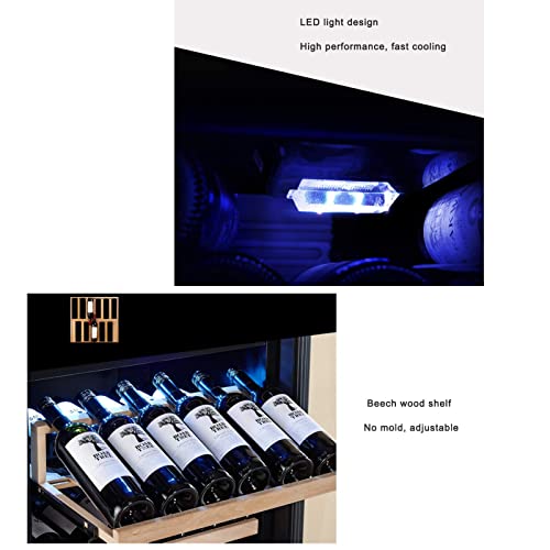Wine Cooler Refrigerators 34 Bottle Fast Cooling Low Noise and No Fog Wine Fridge with Compressor Stainless Steel Digital Temperature Control Screen Built-in or Freestanding