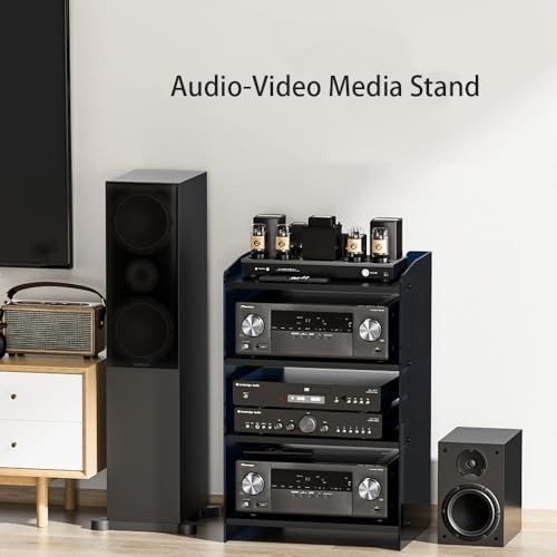 Étagère audio réglable acrylique meuble rangement multimédia hifi pour composant stéréo - 4
