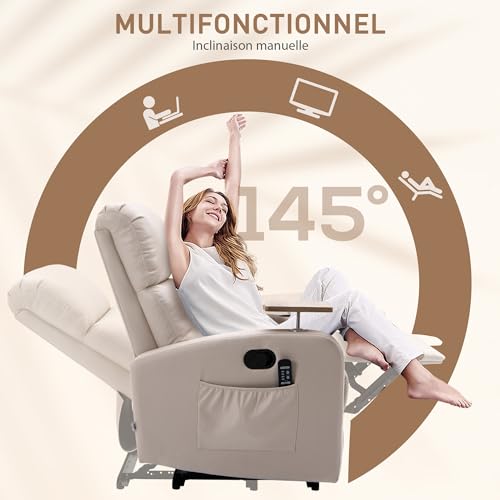 Fauteuil massage inclinable 145° 8 moteurs HOMCOM