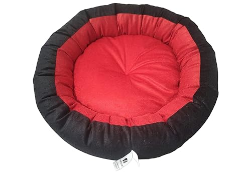 Image of Medium Size Dog Bed for Medium Size Dogs, Puppies, Kitten and cat Bed Velvet Fabric Dual Color Red-Black Anti Skid Bottom Washable Export Quality Pet Bed
