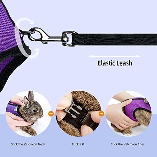 Niteangel Adjustable Soft Harness with Elastic Leash for Rabbits (Pink, Large) - 4