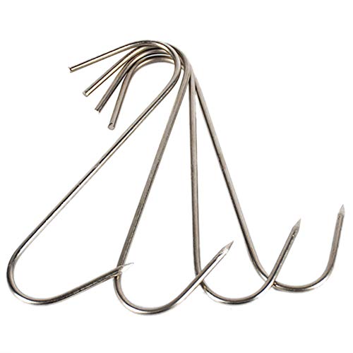 Meat Hooks S-Hooks Stainless Steel Poultry Hook Butcher Hook Hanging Drying BBQ Grill Cooking Smoker Hook Tool (6.7 Inch-6 Pack)