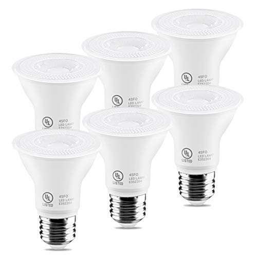 7W Par20 LED Bulb (50W Equivalent), UL Listed, 5000k Daylight White Dimmable Flood Bulbs Lights, 500 Lumens, E26 Base, Recessed Lighting for Indoor Outdoor, 6 Pack by LightingWill - Used condition - US$18.57