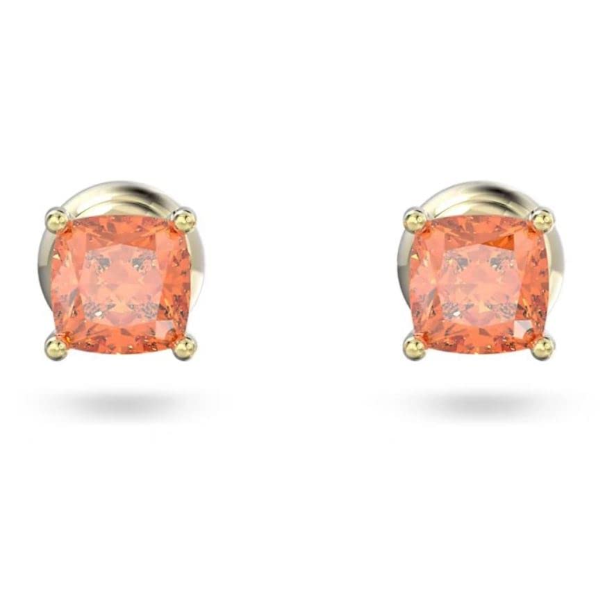 SwarovskiStilla stud earrings, Cushion cut, Orange, Gold-tone plated, One size