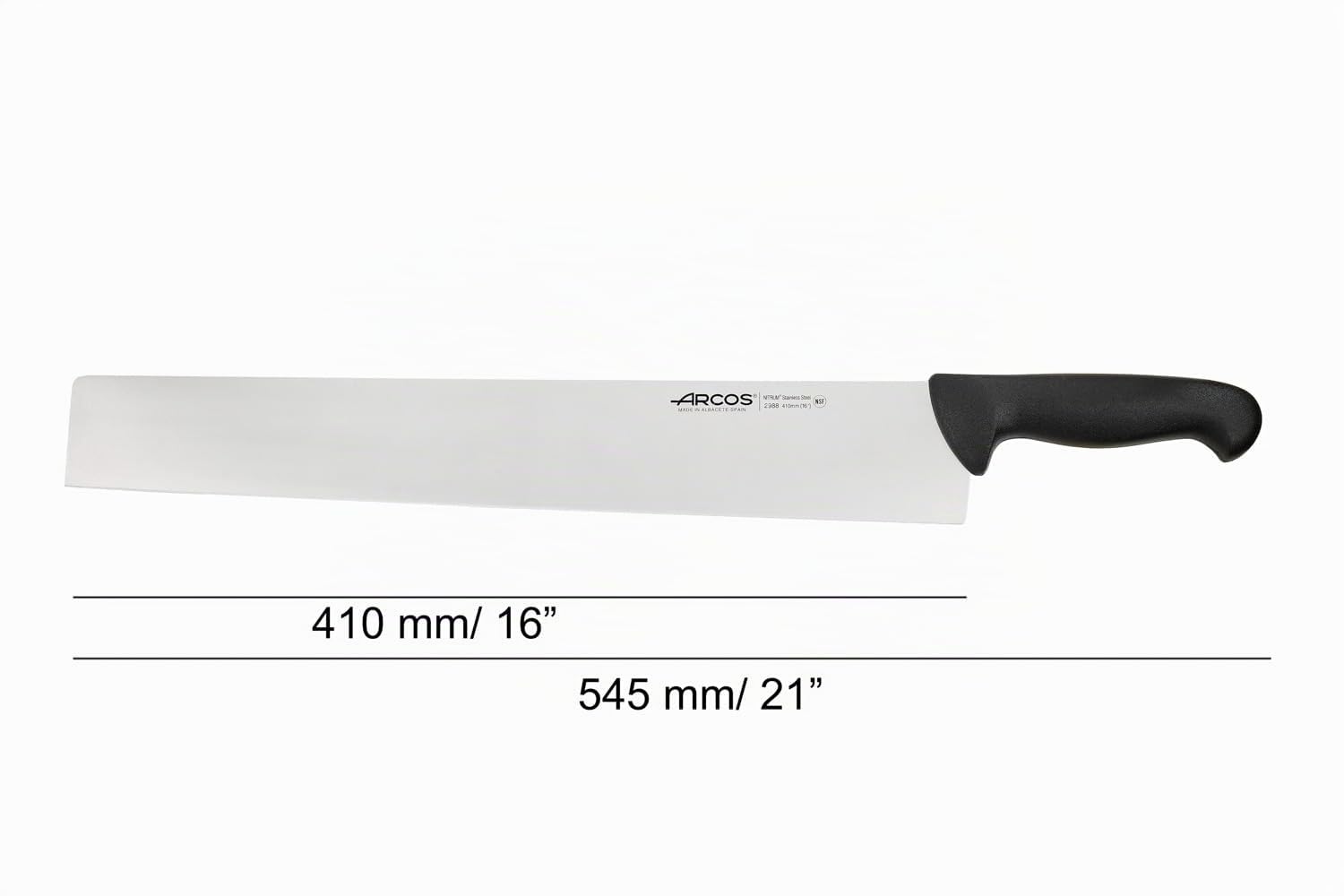 Arcos Serie 2900 - Coltello Salami Coltello Formaggio - Lama Acciaio Inossidabile Nitrum 410 mm - Manico Polipropilene Colore Nero