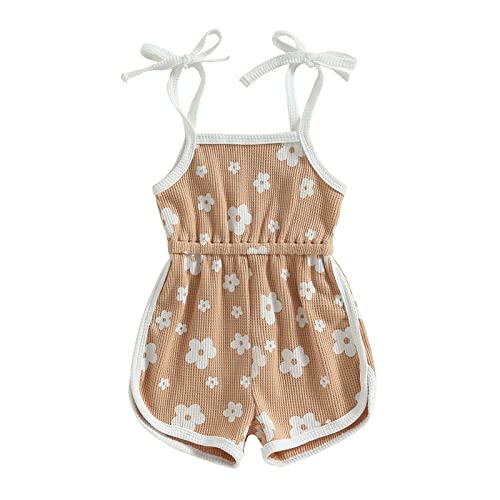 HodJIU - Mono con tirantes para bebé y niña, sin mangas, mono de una pieza, traje de verano, para niños, playa, vacaciones, caqui, 2-3 Años HodJIU - Mono con tirantes para bebé y niña, sin mangas, mono de una pieza, traje de verano, para niños, playa, vacaciones, caqui, 2-3 Años