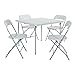 Office Star Resin 5-Piece Folding Square Table and Chair Set, Light Grey