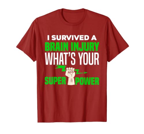 I Survived Brain Injury Awareness, TBI, Brain Injury Survivor T-Shirt, Men, Cranberry Red, Large