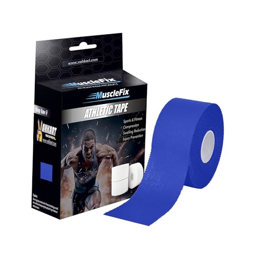 Image of Athletic Tape for Ankle, Wrist & Joint Protection, Easy-tear Breathable Soft Cotton Best Adhesive Medical Tape for Athletes & Trainers (Blue, 2.5 cm * 13.7 m)