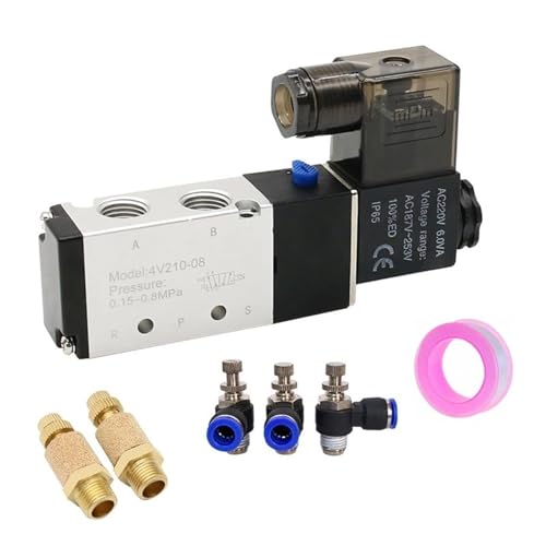 Électrovanne pneumatique 5 voies bobine 24V commutation magnétique stable 4V210-08 - 2