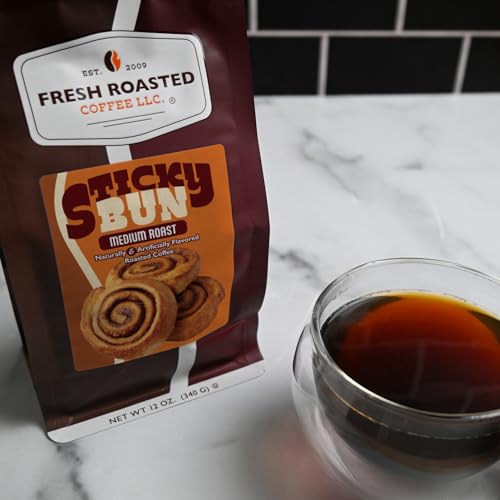 Image of Fresh Roasted Coffee, Sticky Bun Flavored Drip Ground Coffee, Medium Roast, Kosher, 12 oz