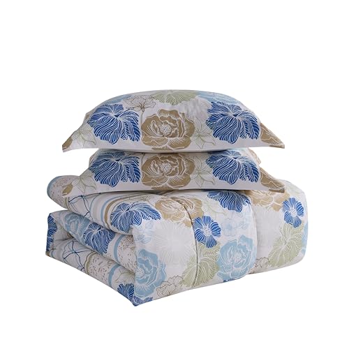 Floral Comforter Set Full Size with Sheets Bed in a Bag – Deep Pocket Fitted Sheet with Elastic Corners, Cozy Comforter, Pillowcases & Shams – Soft Microfiber All Season Bedding – Machine Washable