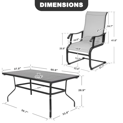 Image of NUU GARDEN 7 Piece Patio Dining Set for 6 with C-Spring Chairs