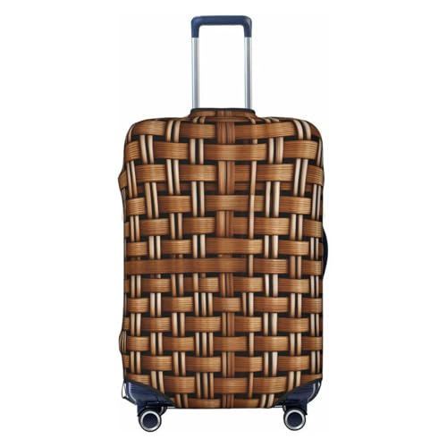 Wicker Woven Grid Print Luggage Suitcase Cover Protector Luggage Washable Covers With Concealed Zipper - Main Image