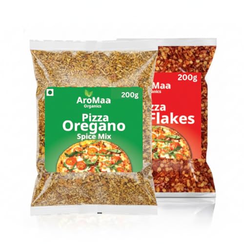 Image of Aromaa Organics Refill Pack Pizza Oregano Seasoning and Chilli Flakes Combo Pack, 200g Each