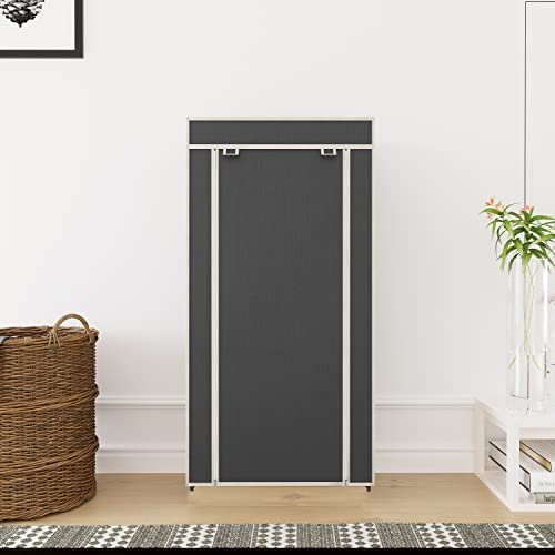 Image of GTC Collapsible Portable Foldable Wardrobe Storage Shelves Organizer for Clothes Racks Fabric Almirah Non Rustable Iron (6L, Grey) Storage Unit