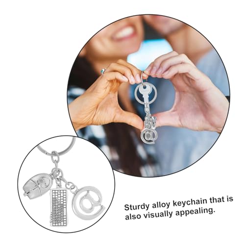 FOMIYES Llavero de Metálica con Colgante Teclado y Ratón Pequeño y Portátil para Ordenador para Programadores y Decoración de Mochilas y Bolsos - imagen 4