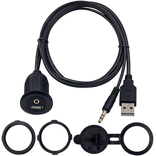 Duttek Cable de montaje empotrado USB y 3,5 mm, USB 2.0 y...