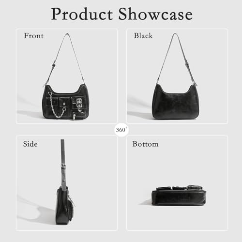 Sac à main Y2K noir avec chaîne idéal pour vos soirées branchées - 4