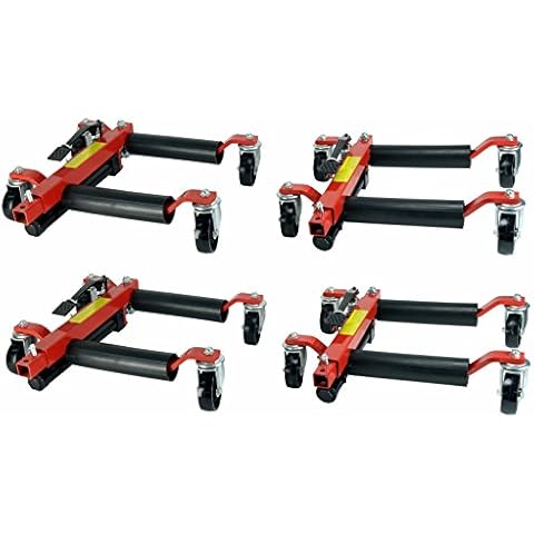 Dragway Tools (4) 12 in. 1500 lb. Hydraulic Wheel Dolly Vehicle Positioning Jacks Lift Hoist Cover