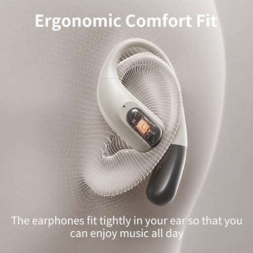 PDSKEPZ Open Ear Earbuds, IPX4 Waterproof Running Headphones for Gym Beige, Bluetooth 5.4 Wireless Earphones, 48H Playtime, Lightweight Earbuds with Ear Hooks - image 3
