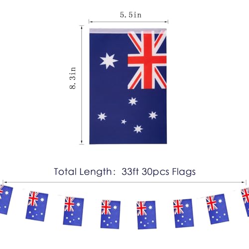 Image of Australia Flags Australian String Flag Banners for Patriotic Events Independence Day Sports Bars Inside Outside Decorations 33 Feet 30 Flags