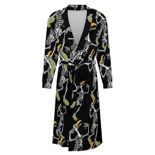 Bird Skeleton Soft Robe Long Sleeve Bathrobes V Neck Sleepwear Spa Robes with Belt Men Woman4