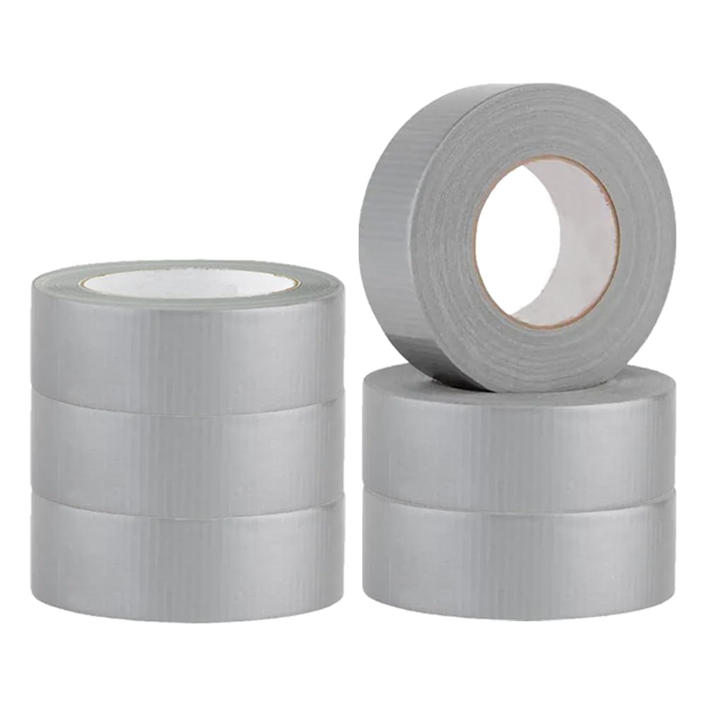 HomiHolic- Pack of 6 Strong Adhesive Silver Duct Tape 48mm x 50m, Waterproof Heavy Duty Gaffer Tape for Packing boxes, Sealing, Outdoor use & Multiple Application.
