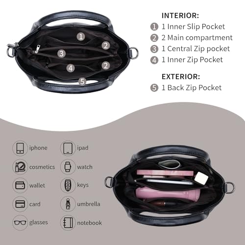 Bolso de hombro de cuero para mujer, bolso tote hobo miniatura 4